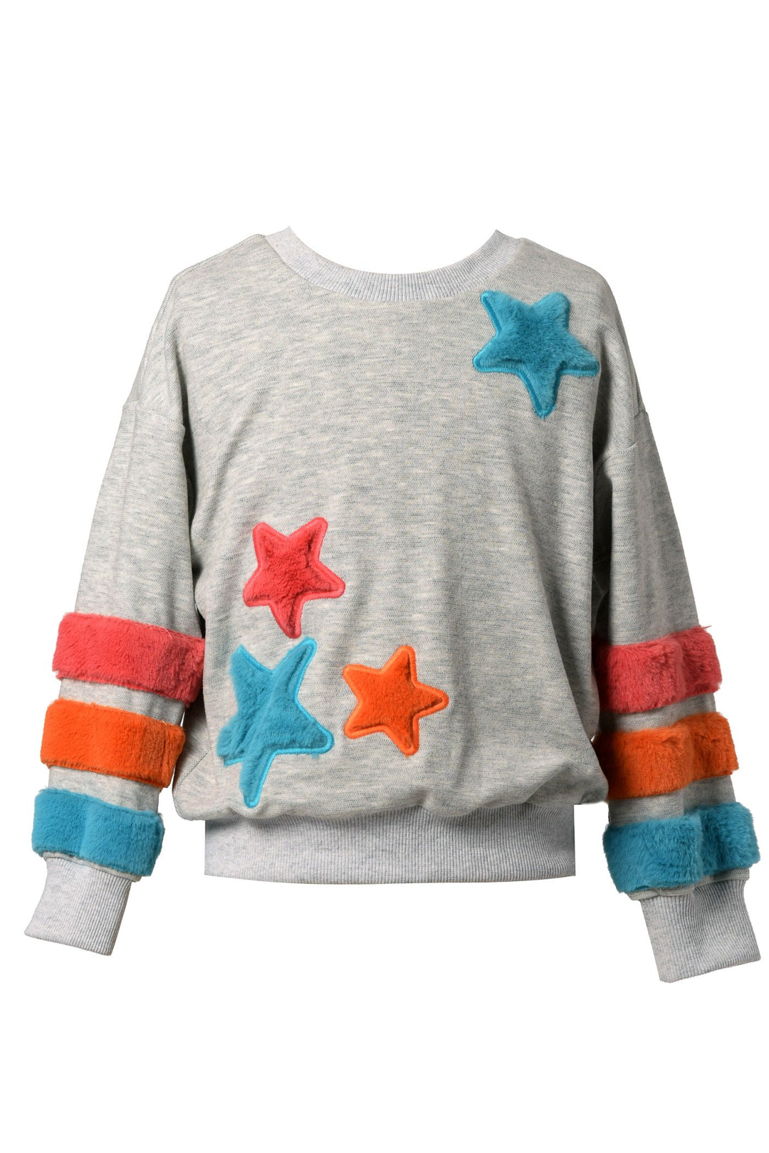 Hannah Banana Colorblock Little Girl's Faux Fur Star Sweatshirt