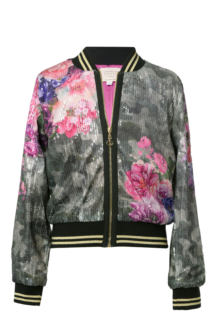 Hannah Banana Little Girl's Sequin Floral Camo Print Bomber Jacket
