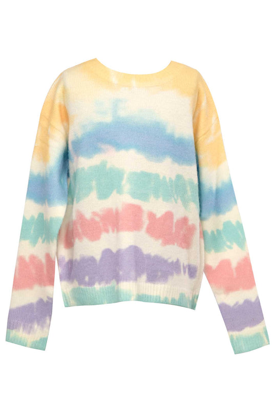 Hannah Banana Mommy & Me Little Girl's Pastel Stripe Watercolor Tie Dye Pull Over
