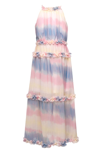 Pastel Tie Dye Halter Neck Maxi Dress