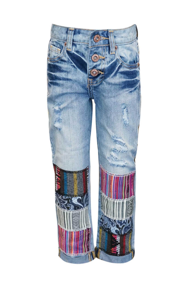 Hannah Banana Girls Vintage Boho Style Patchwork Jeans