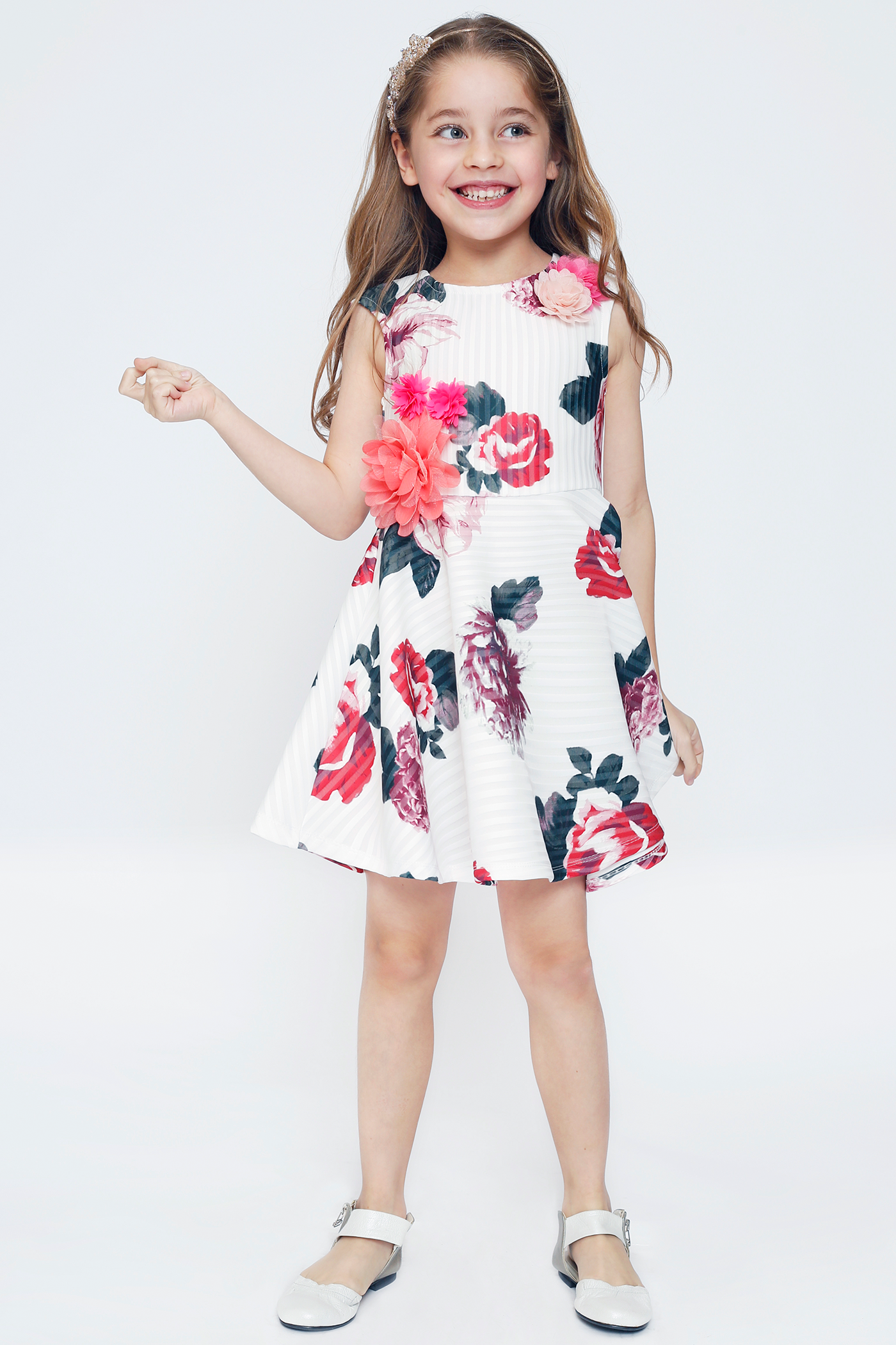 Big Girls Fit and Flare Floral Print Summer Skater Dress