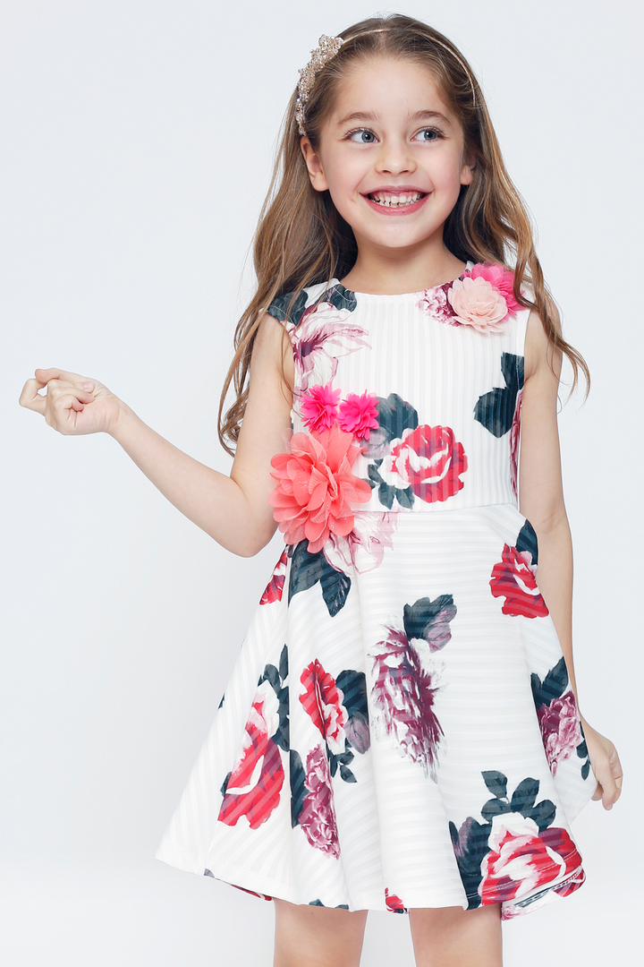 Big Girls Fit and Flare Floral Print Summer Skater Dress