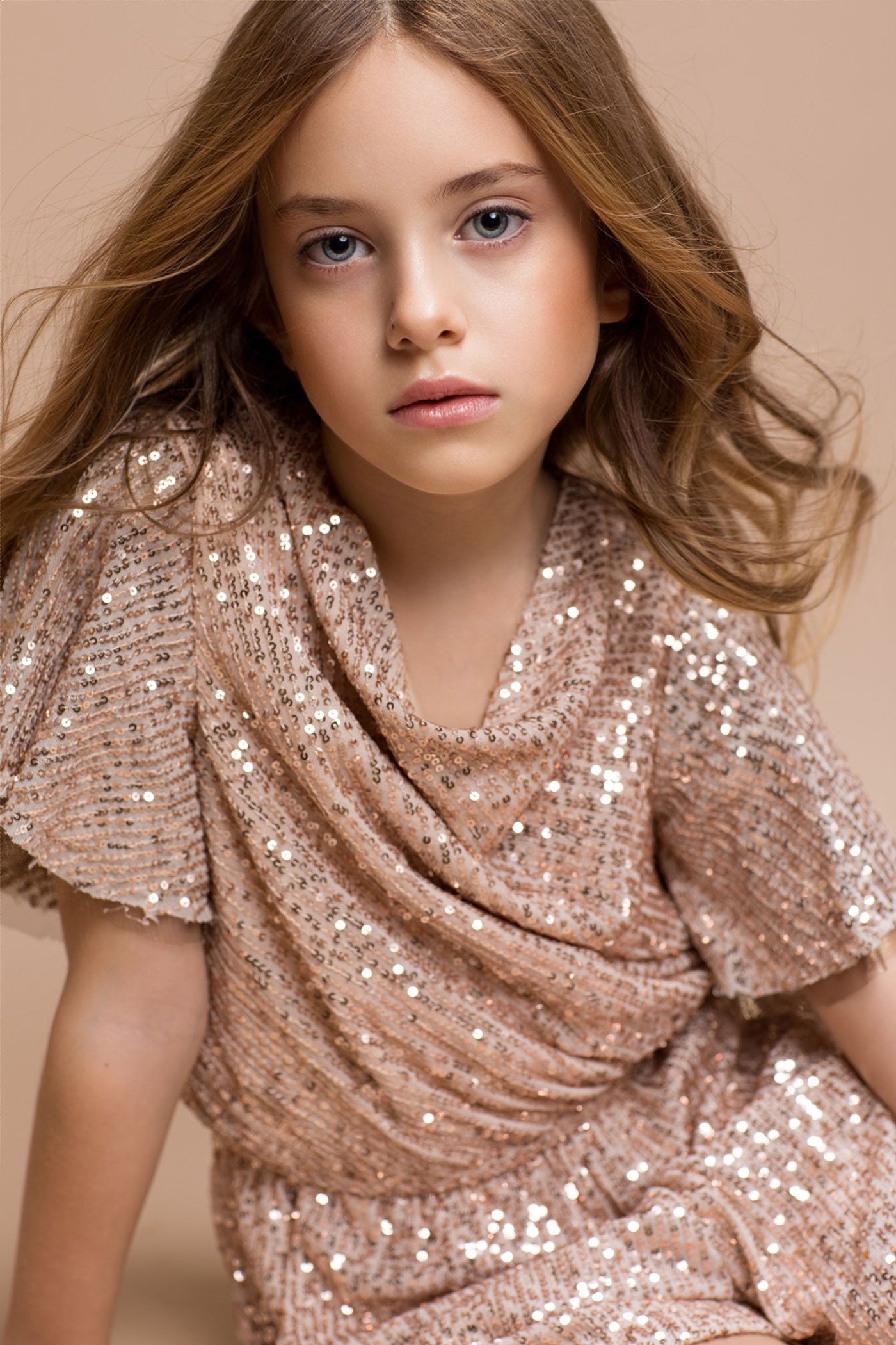 Hannah Banana Little Girl's Chic Cowl Neck Sequin Romper