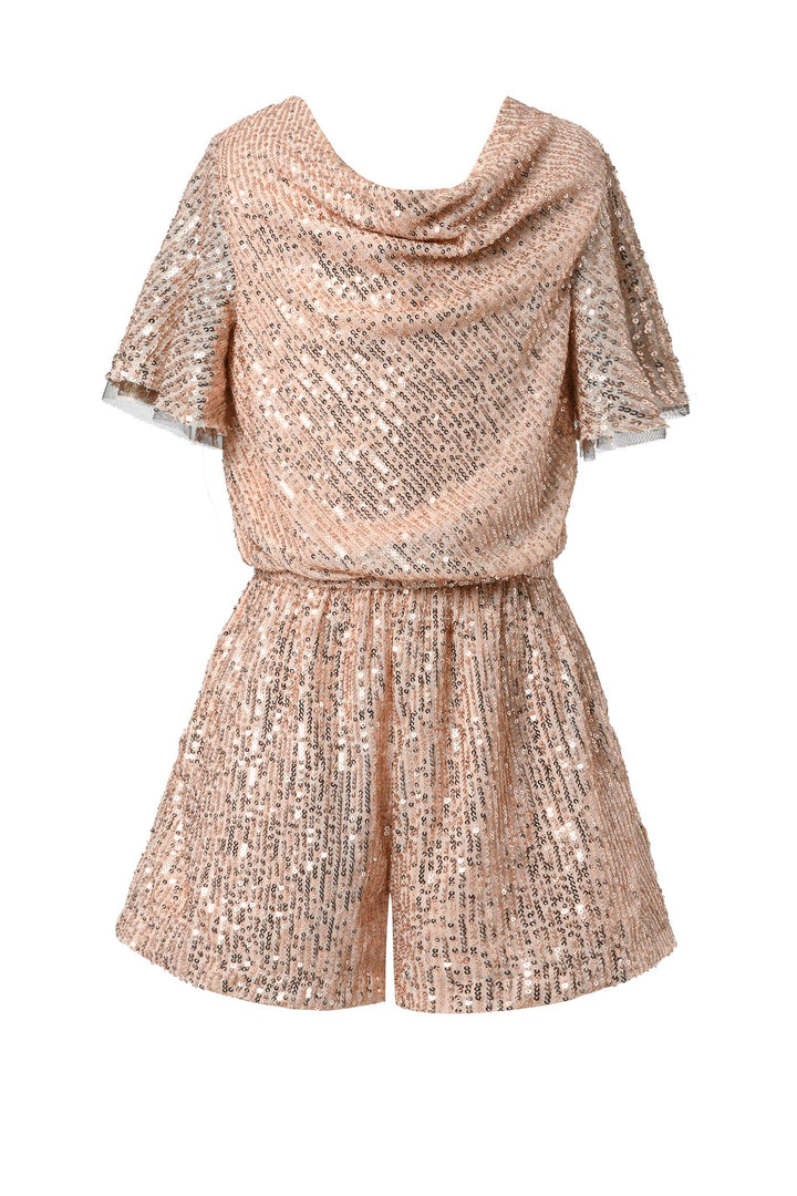 Hannah Banana Little Girl's Chic Cowl Neck Sequin Romper