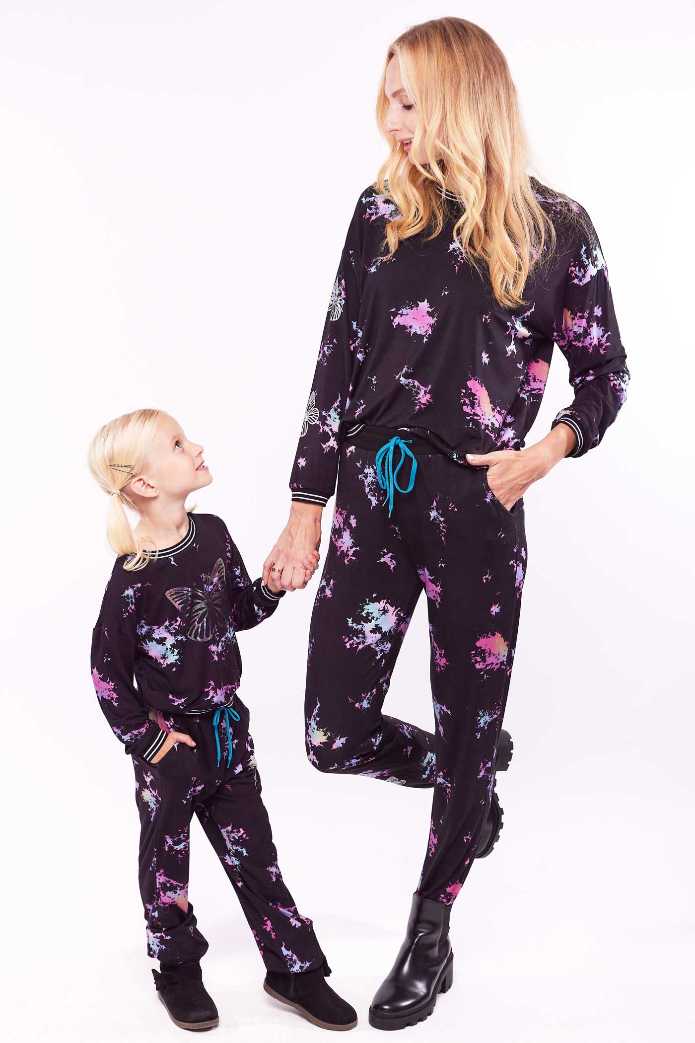 Hannah Banana Mommy & Me Little Girl's Marble Tie Tye Hologram Butterfly Set