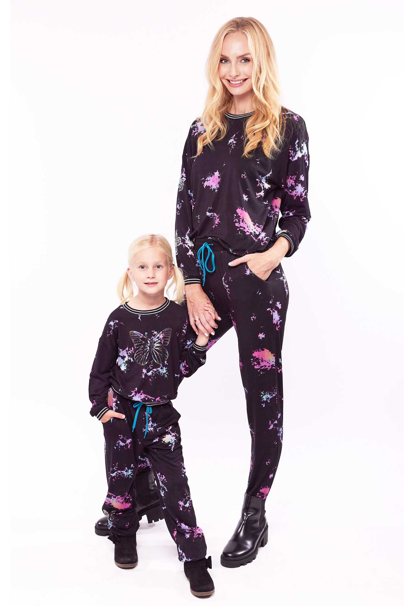 Hannah Banana Mommy & Me Little Girl's Marble Tie Tye Hologram Butterfly Set