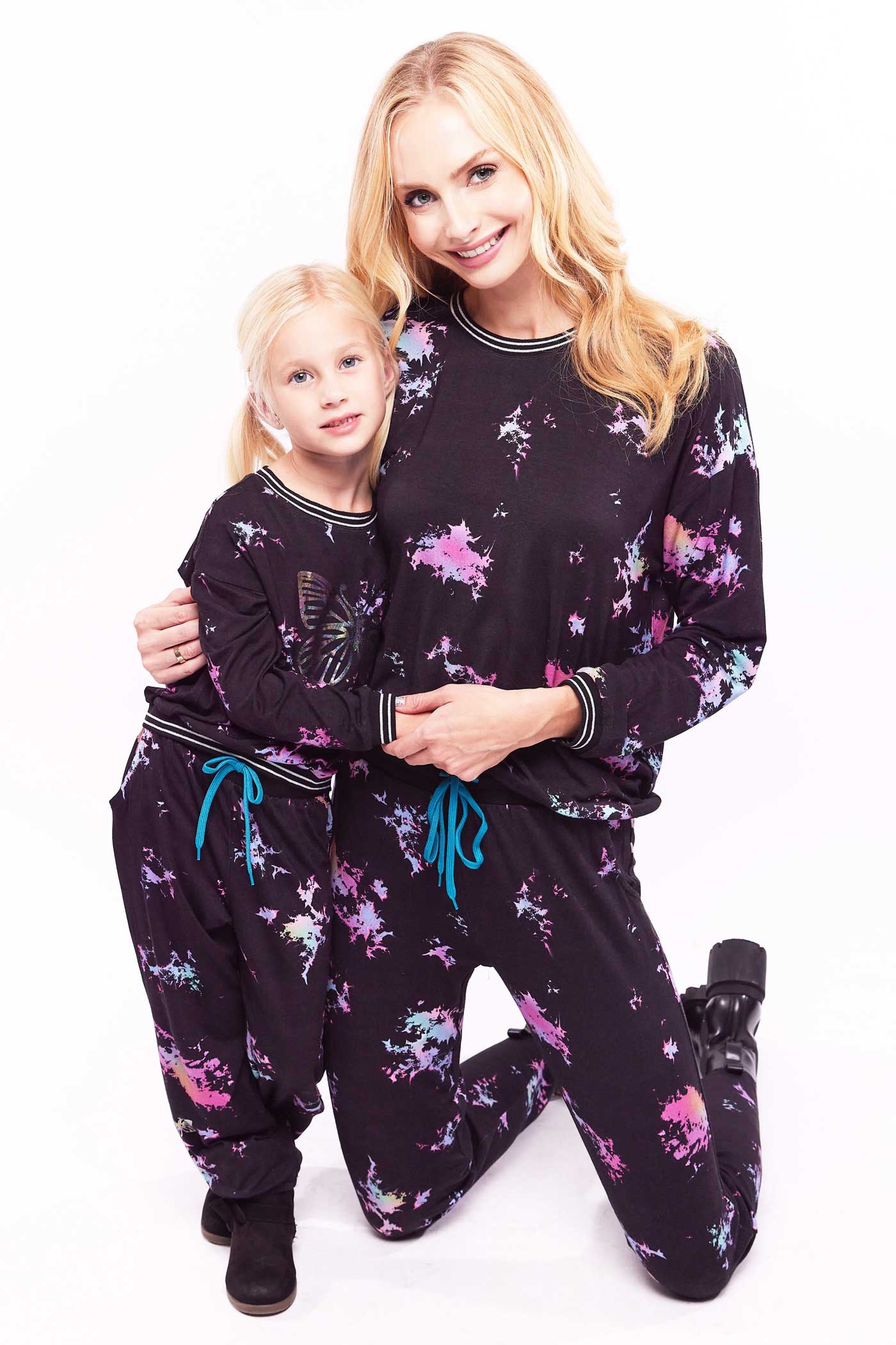 Hannah Banana Mommy & Me Little Girl's Marble Tie Tye Hologram Butterfly Set