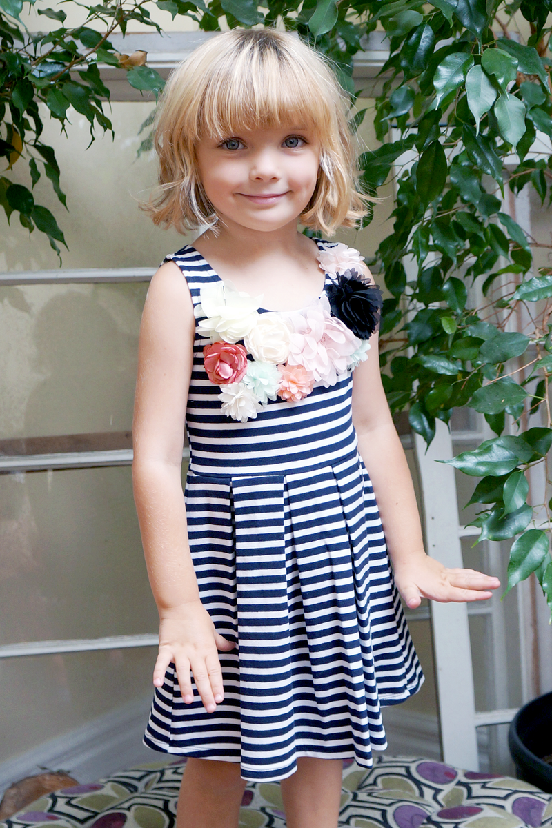 Little Girls Sleeveless Striped Summer Dress