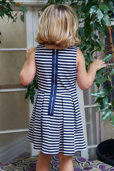 Little Girls Sleeveless Striped Summer Dress