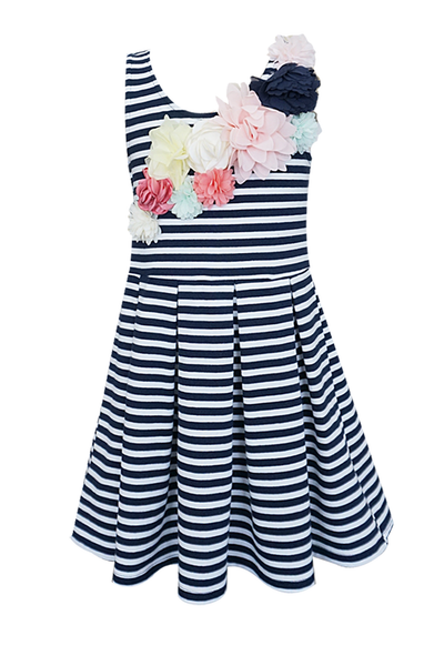 Little Girls Sleeveless Striped Summer Dress