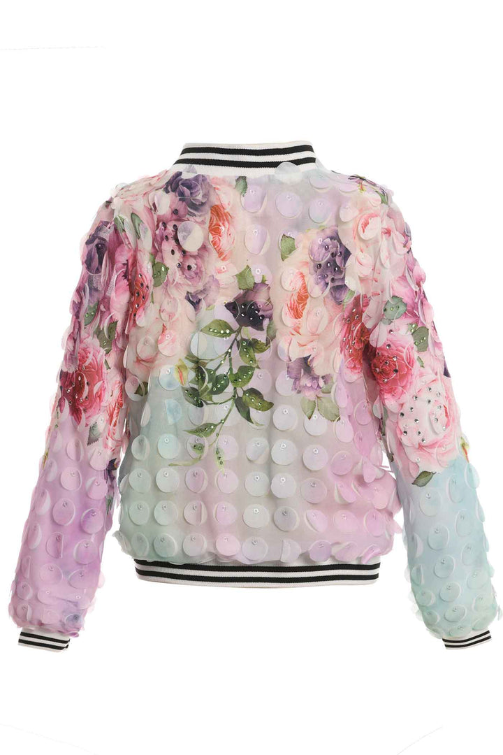 Hannah Banana girls 3D floral all over print fashion bomber jacket