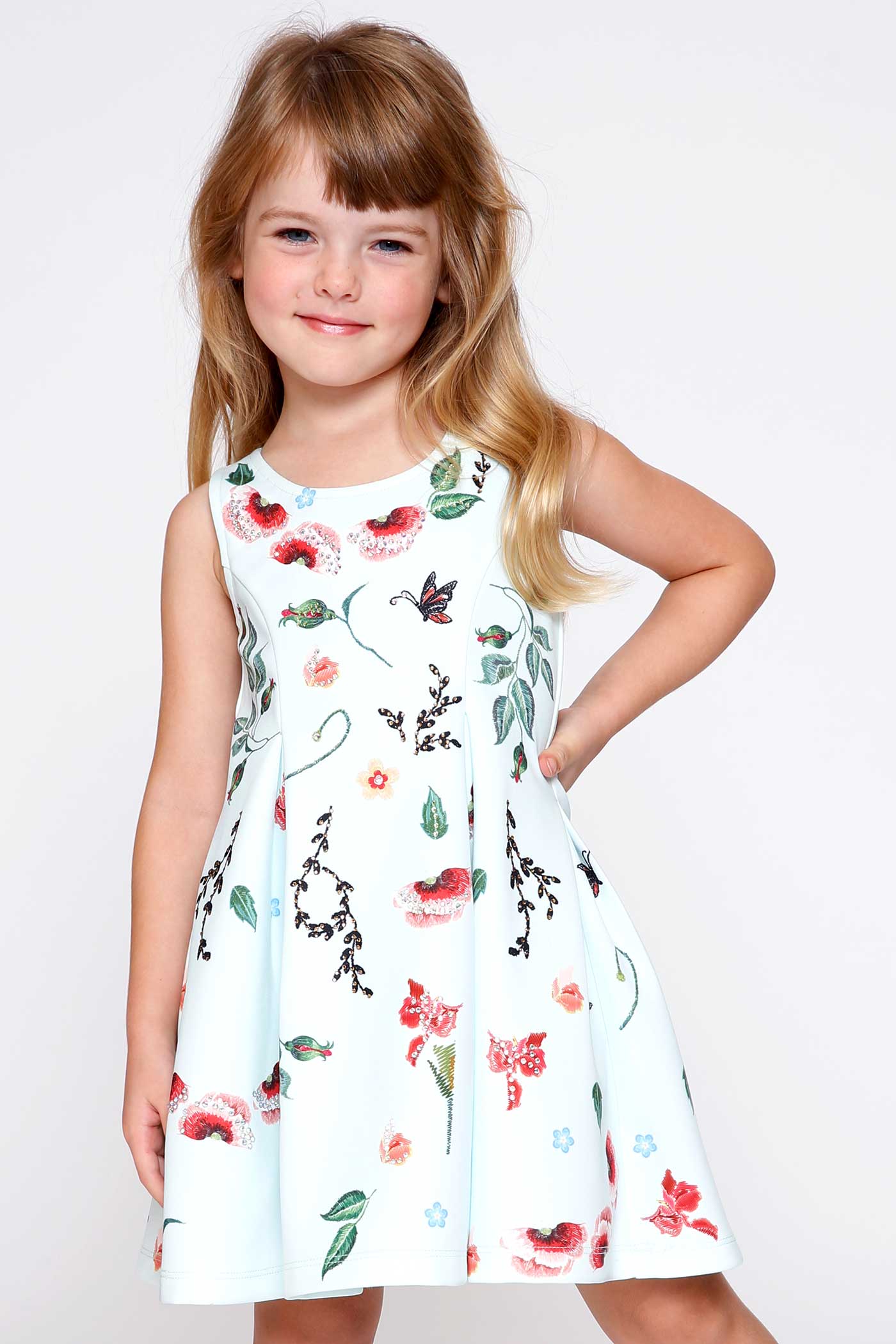 Hannah Banana Toddler Girls Sleeveless Floral Print Skater Dress
