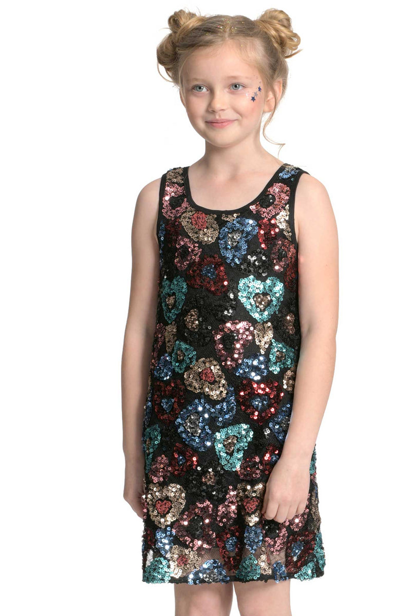 Hannah Banana Girls Sleeveless Heart Sequin Party Dress