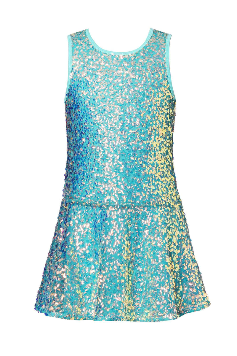 Hannah Banana Girls Holographic Sequin Sleeveless Dress