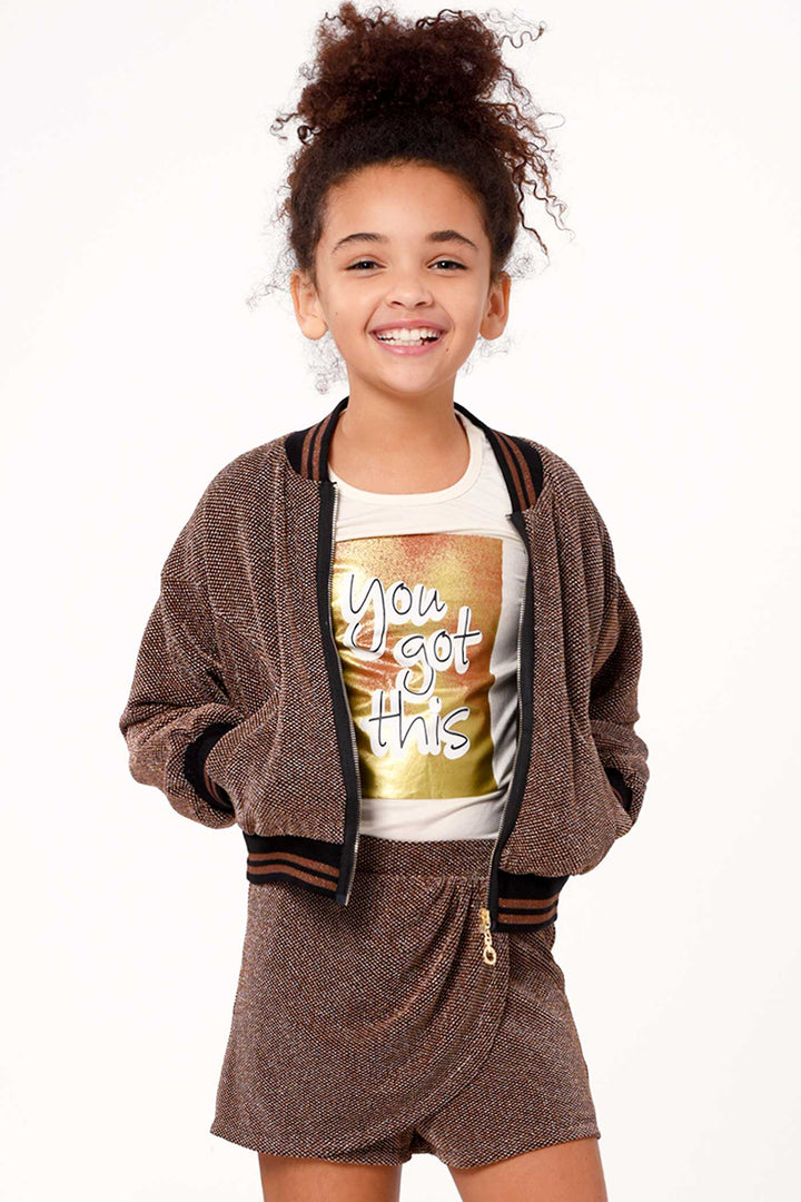Hannah Banana Little Girl's Luxe Gold Graphic Top