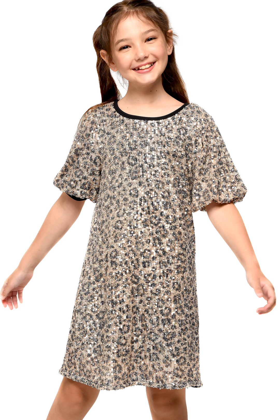 Little Girl's Sequin Leopard Print Dress