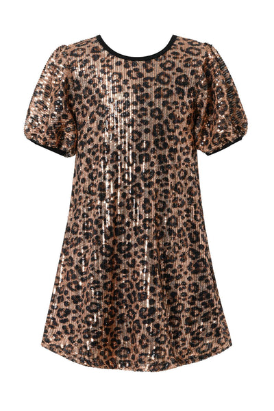Hannah Banana Little Girl's Sequin Leopard Print Dress