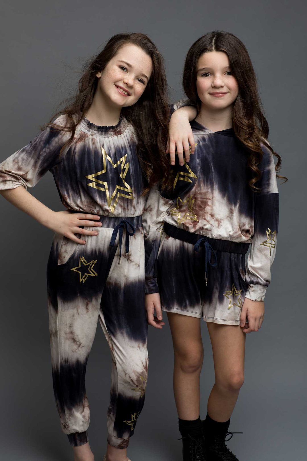 Hannah Banana Little Girl's Tie Dye Gold Star Print Shorts