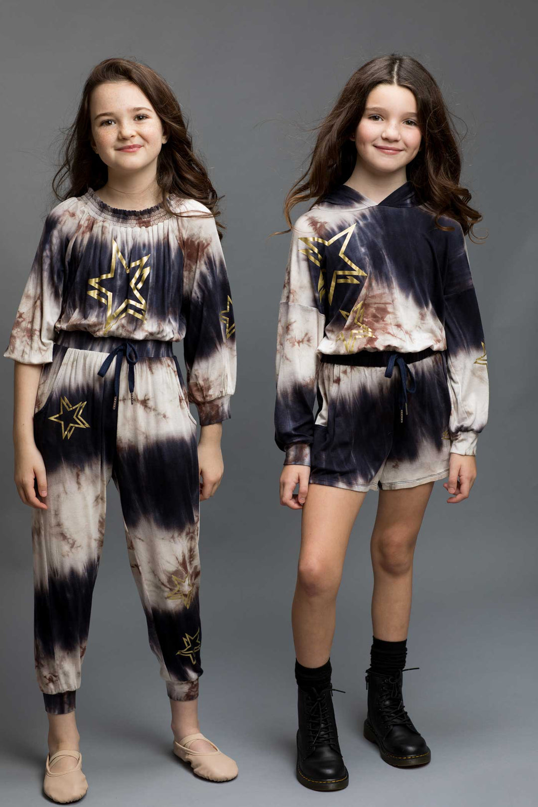 Hannah Banana Little Girl's Tie Dye Gold Star Print Shorts