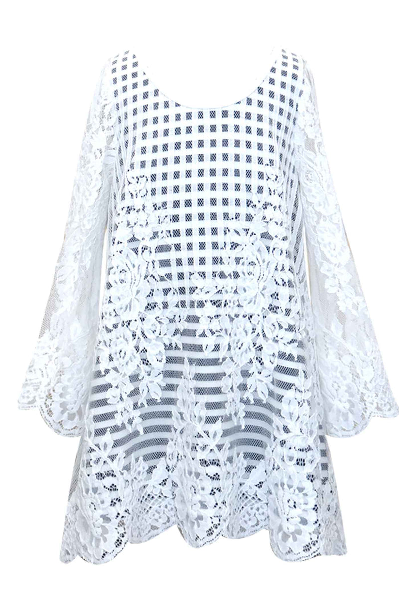 Hannah Banana Girls Lace Overlay Long Sleeve Dress