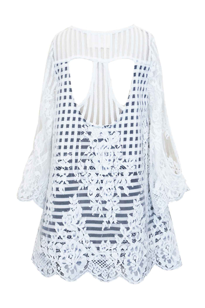 Hannah Banana Girls Lace Overlay Long Sleeve Dress