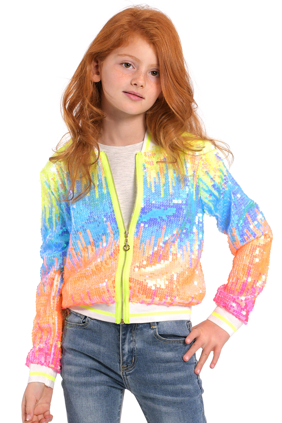 Hannah Banana  Girls Neon Color Sequin Fashion Bomber Jacket –  myhannahbanana