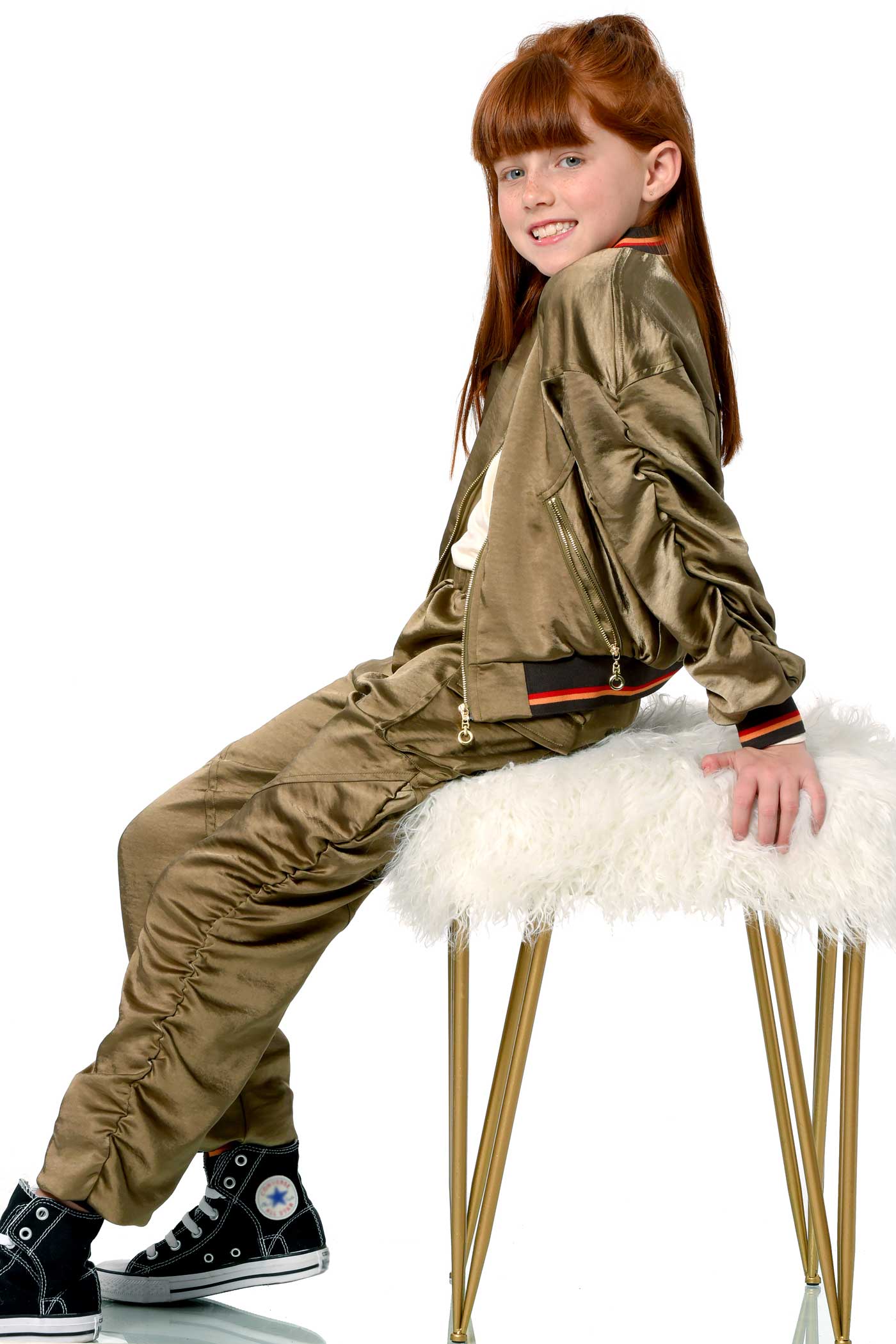 Hannah Banana Little Girl's Side Ruched Fashion Joggers