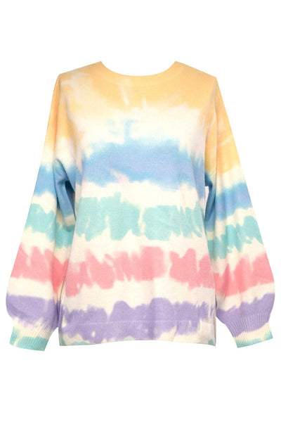 Hannah Banana Mommy & Me Women's Pastel Stripe Watercolor Tie Dye Pull Over