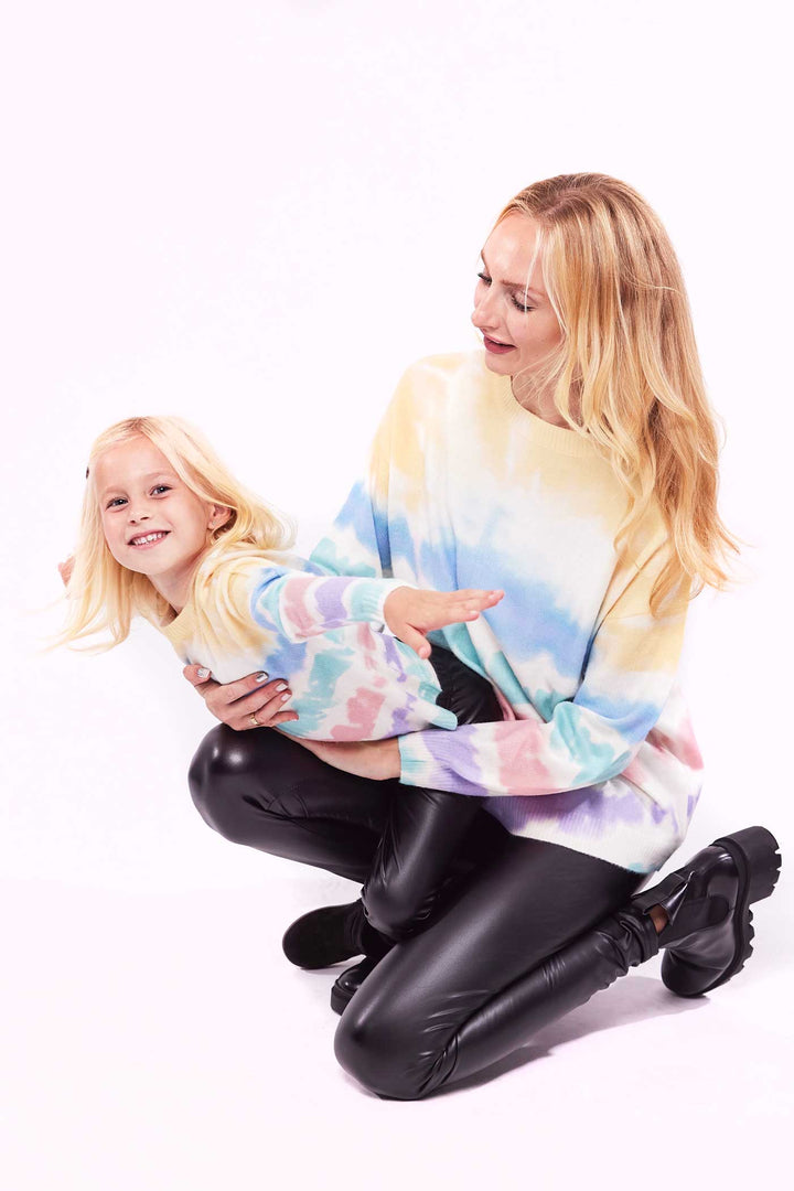 Hannah Banana Mommy & Me Little Girl's Pastel Stripe Watercolor Tie Dye Pull Over