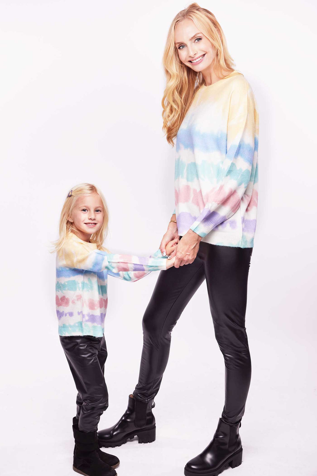 Hannah Banana Mommy & Me Little Girl's Pastel Stripe Watercolor Tie Dye Pull Over