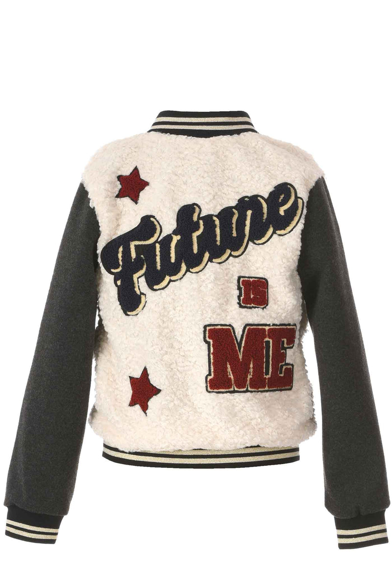 Girls Star Sherpa Fashion Bomber Jacket