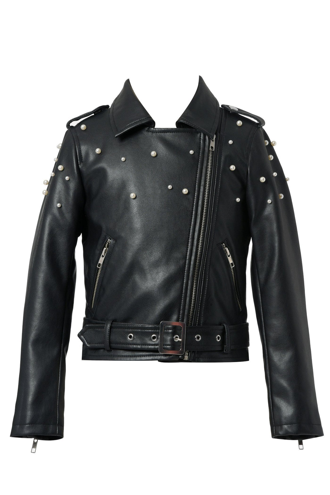 Hannah Banana Little Girl's Pearl Butterfly Pleather Motto Jacket