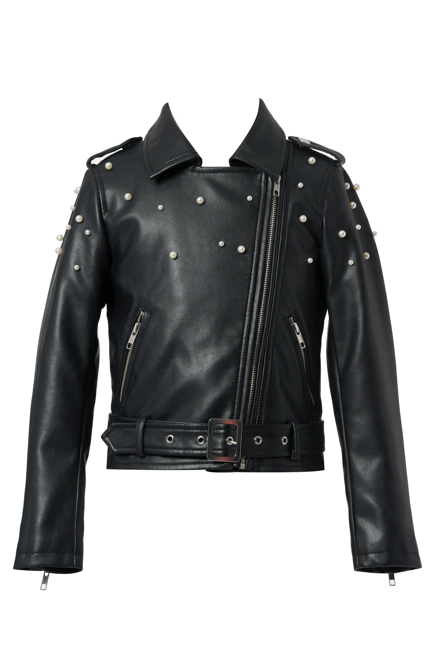 Hannah Banana Little Girl's Pearl Butterfly Pleather Motto Jacket