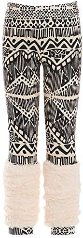 Little Girls Boho Tribal Print Faux Fur Leggings  Elastic Waistline  Ivory & Black Boho Tribal Print  Faux Fur Leg Warmers   The Perfect Leggings to Keep the Little Ones Warm During Fall & Winter.  SELF: 97% Polyester / 3% Spandex, CONTRAST (FAUX FUR): 100% Polyester  Made in high quality jersey knit.