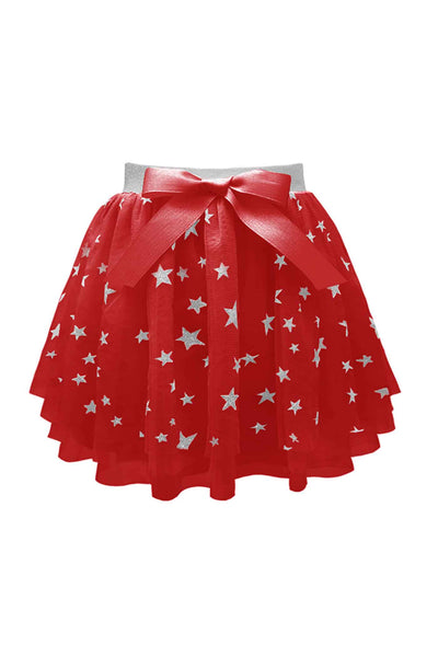 Baby Sara Little Girls Silver Glitter Star Bow Tutu Skirt Multi Layered Birthday Skirt Party Skirt Holiday Christmas Xmas New Years