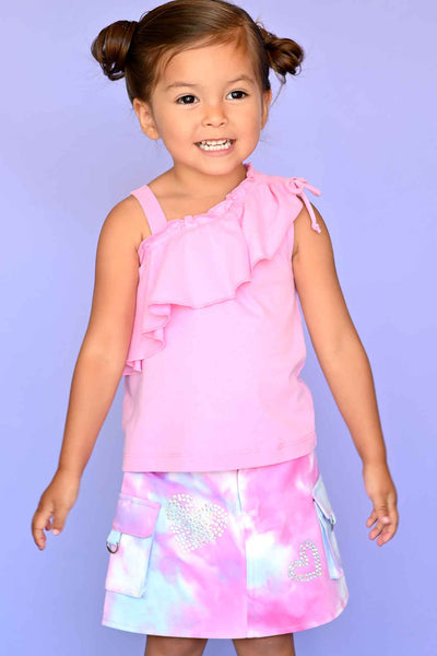 Baby Sara Little Girls Tie Dye Cargo Pocket Mini Denim Skirt