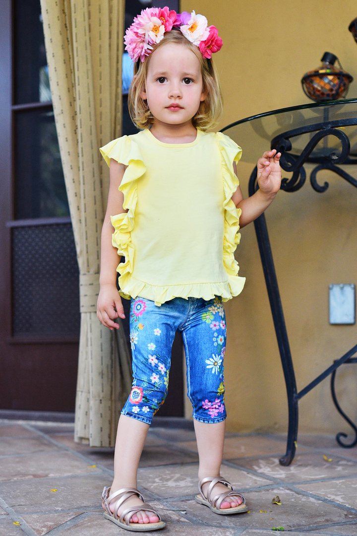 Little Girls Ruffle Detailed Tunic Top