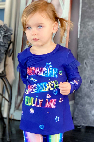 Baby Sara Little Girls Long Sleeve Neon Sign Tunic Top