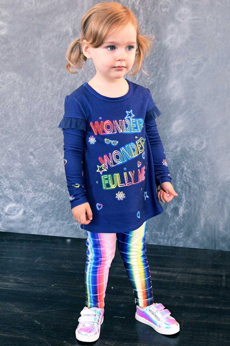 Baby Sara Little Girls Long Sleeve Neon Sign Tunic Top