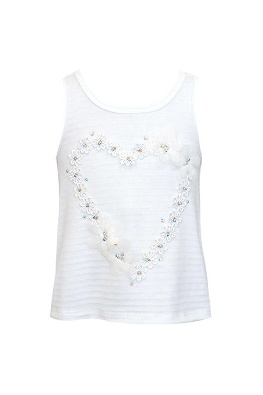 Little Girls Lace Flower Heart Tank Top