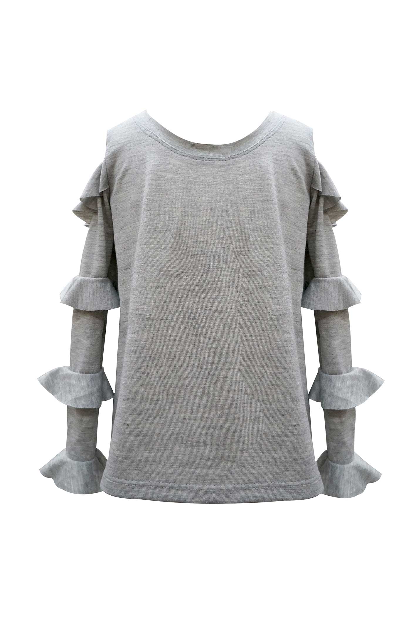 Baby Sara Little Girls Cold Shoulder Ruffled Long Sleeve Top