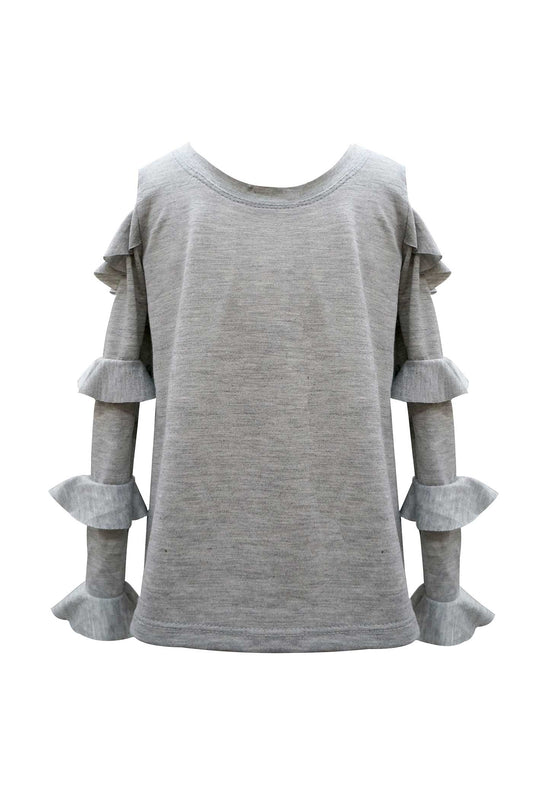 Baby Sara Little Girls Cold Shoulder Ruffled Long Sleeve Top