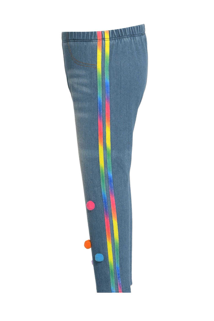 Baby Sara Little Girls Colorful Pom Pom Jeggings