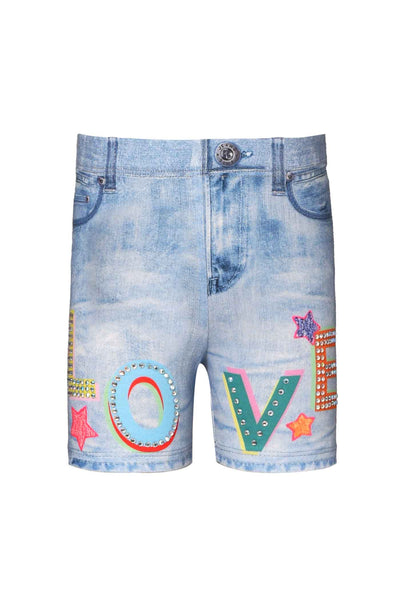 Baby Sara Little Girls LOVE Graphic Biker Jeggings