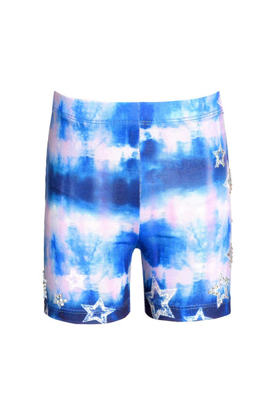 Baby Sarar Little Girls Tie Dye Rhinestone Star Biker Shorts