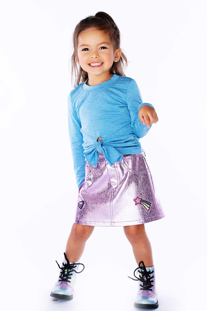 Baby Sara Baby Girl's Solid Front Tie Long Sleeve Top