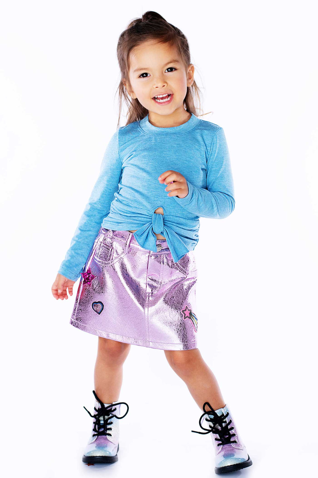 Baby Sara Baby Girl's Solid Front Tie Long Sleeve Top