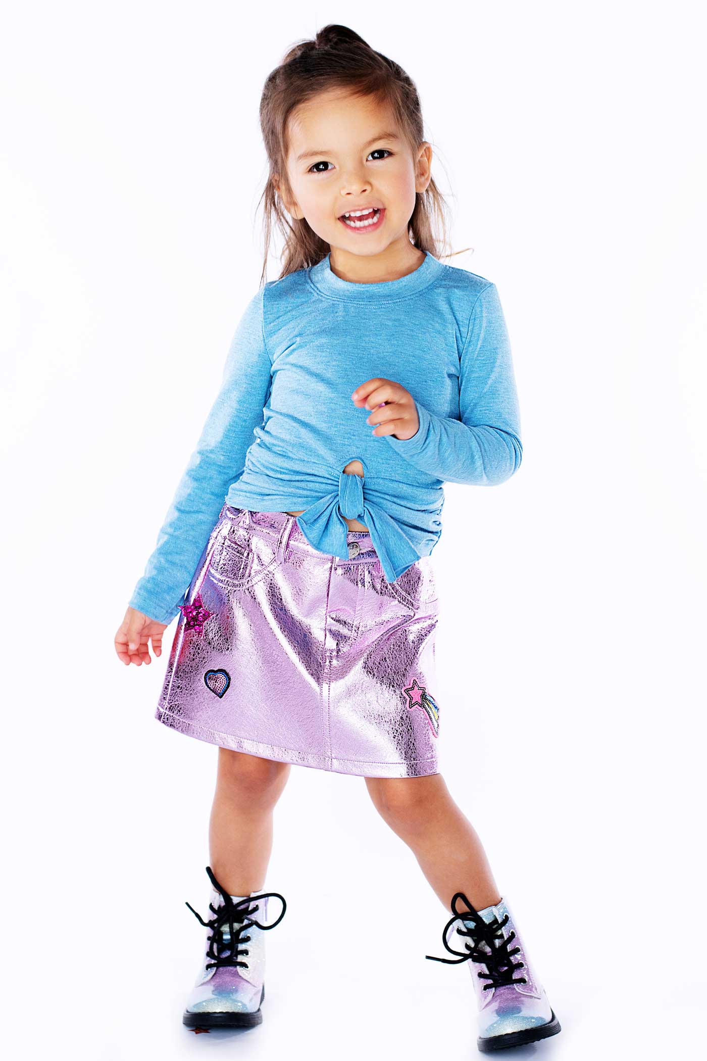 Baby Sara Baby Girl's Solid Front Tie Long Sleeve Top