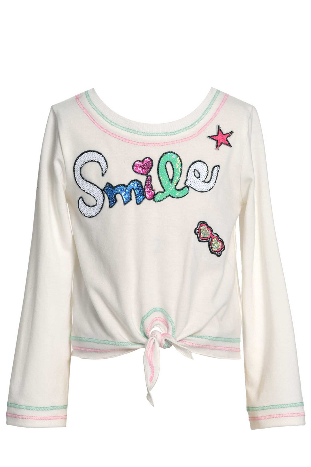 Baby Sara Little Girls Tie-Front Long Sleeve T-shirt